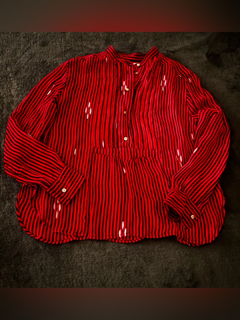 Isabel Marant Etoile 8 (40) Red Black stripe abstract Blouse modern artsy
